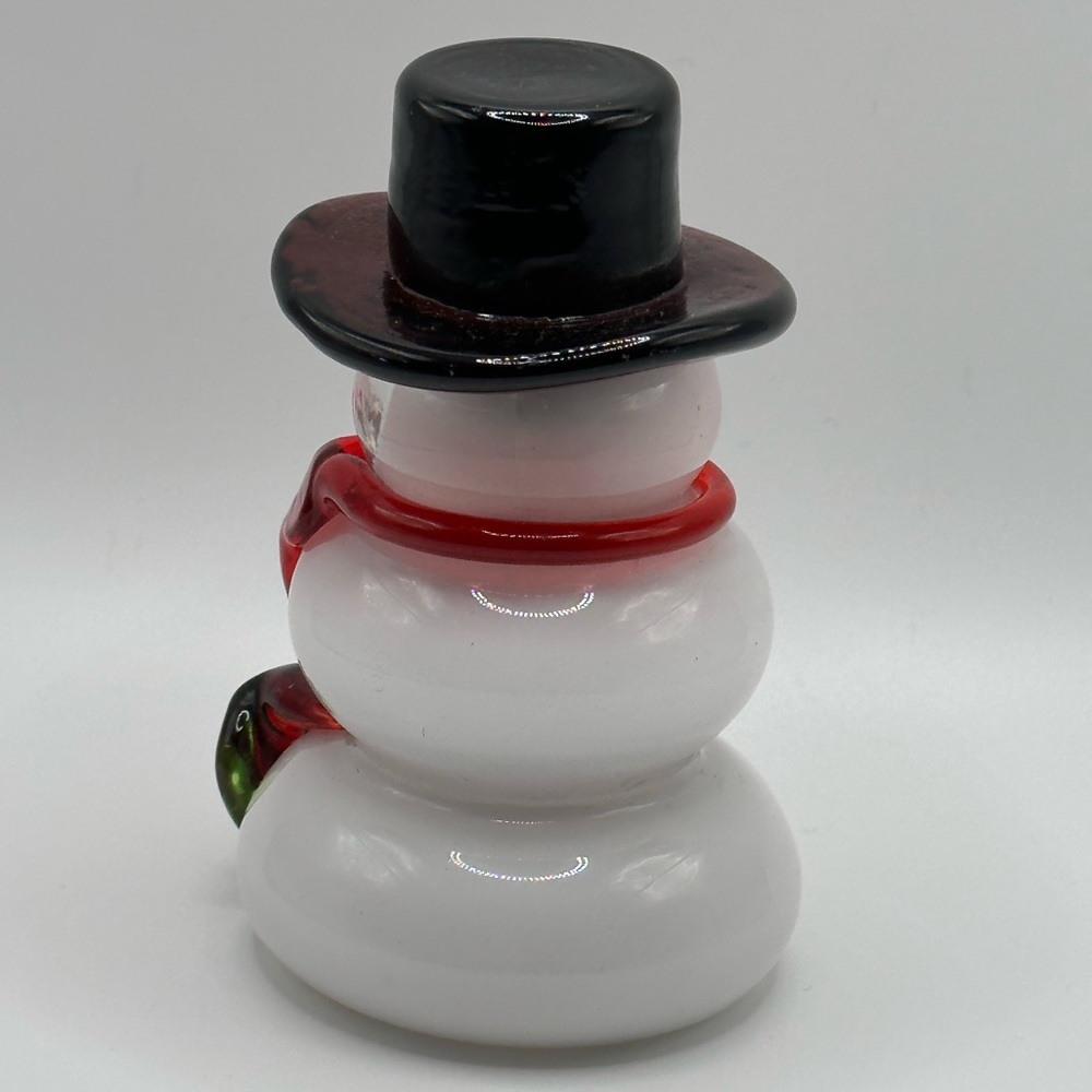 Vintage Art Glass Snowman Blown Glass Top Hat Scarf - Picture 4 of 5